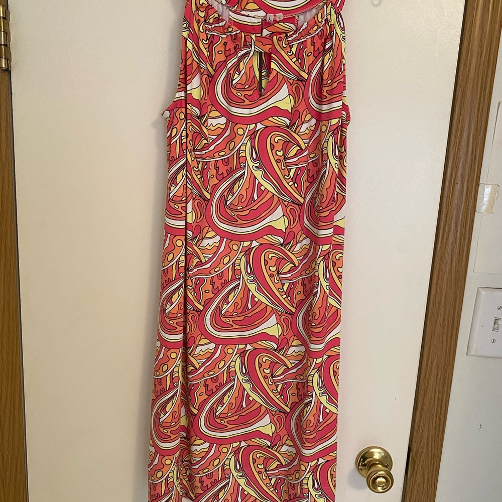Lulu-B Pink and Yellow Swirl Midi Dress